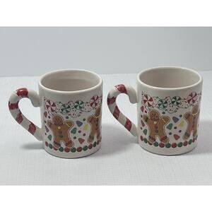 VTG Betallic Inc. Christmas Candy Gingerbread Hand Painted Handle Mug Crazing